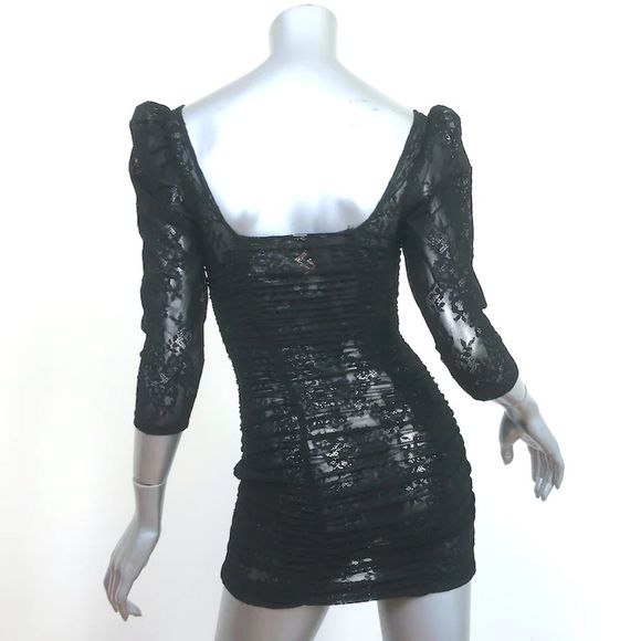 For Love & Lemons Ruched Lace Bustier Mini Dress Black Sz Extra Extra Small NEW - Picture 5 of 8